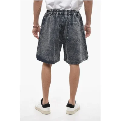 Denim Wide-leg Shorts with Drawstring