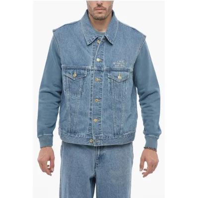 Sleeveless Denim Jacket with Golden-Buttons