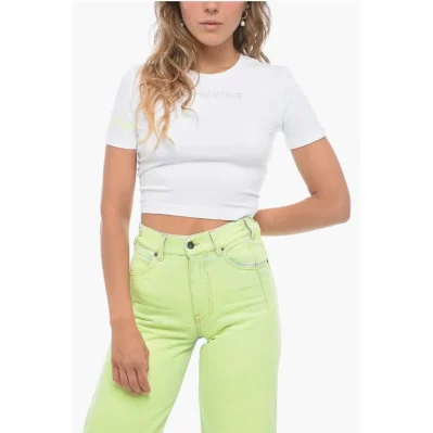 Rhinestoned GLITTER TATTOO Cropped Fit T-Shirt