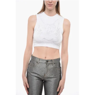 Rhinestoned Cropped Tank Top