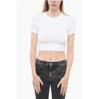 Rhinestone Logo Crew-neck t-Shirt