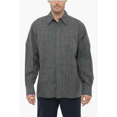 Hidden Buttoning Checked Shirt