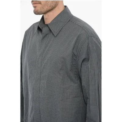 Hidden Buttoning Checked Shirt