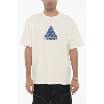 Solid Color Crew-neck T-Shirt with Contrasting Logo