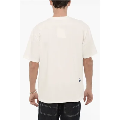 Solid Color Crew-neck T-Shirt with Contrasting Logo