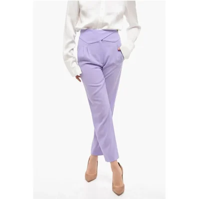 Wool High-waisted Pants with Crossed Closure