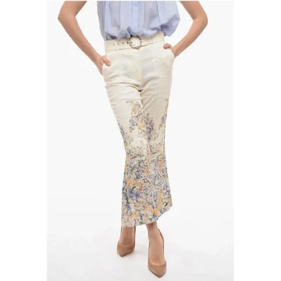 TAMA Flared Pants with Floral Pattern