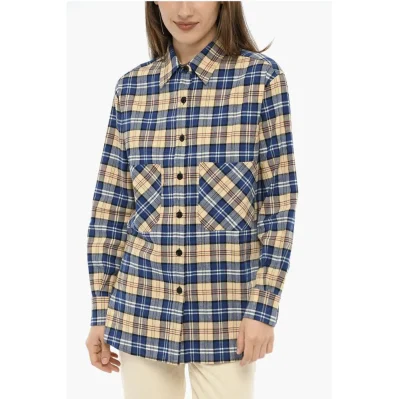Double Breast Pockets Tartan Check Shirt