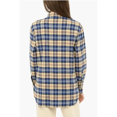 Double Breast Pockets Tartan Check Shirt