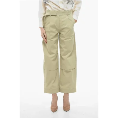 Belted Cargo Pants with Front Pleats