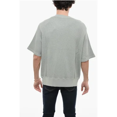 Honeycomb Motif S-COOLWAF Crew-Neck T-shirt with Maxi Print