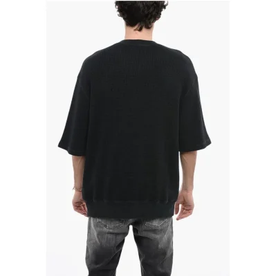 Honeycomb Motif Short Sleeve S-COOLWAF Crew-neck Sweatshirt
