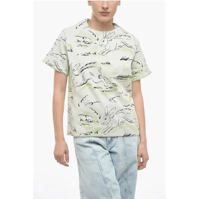 Jacquard Jersey RABBIT T-Shirt with Shoulder Zip