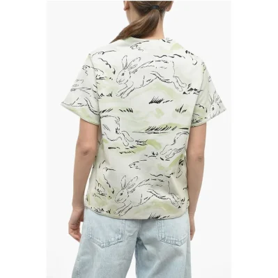 Jacquard Jersey RABBIT T-Shirt with Shoulder Zip