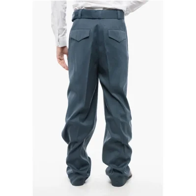Straight Leg Virgin Wool Pants with Belt