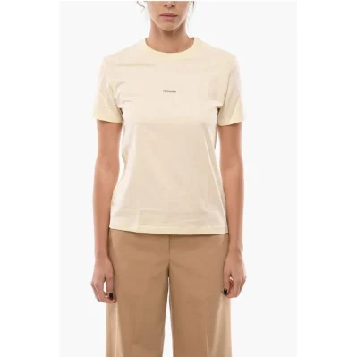 Solid Color SUZANA Crew-neck T-Shirt with Printed Logo