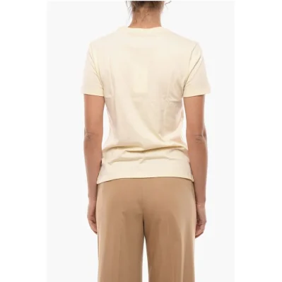Solid Color SUZANA Crew-neck T-Shirt with Printed Logo