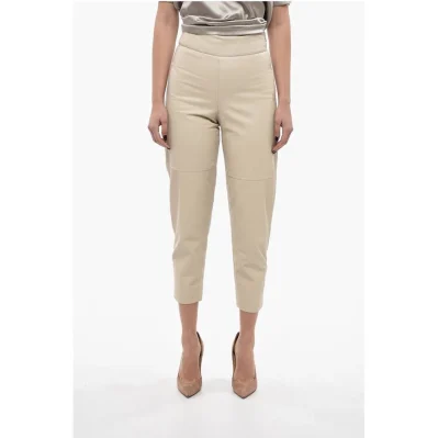High-waisted Leather Pants with Side Zip