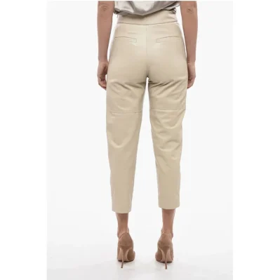 High-waisted Leather Pants with Side Zip