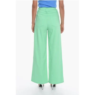 Double-Pleat NAYA Flared Pants with Silver Button