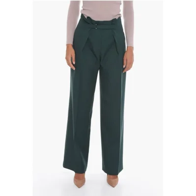 Wide-leg Trousers with Velcro Fastening
