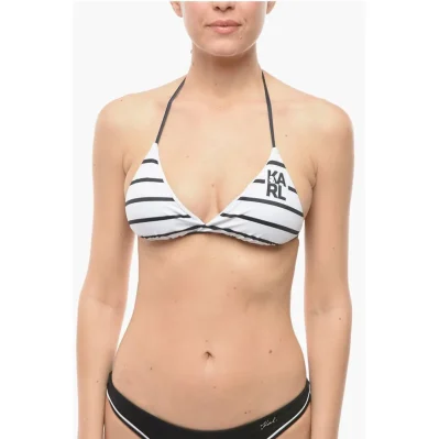 Awning Striped Two-Tone Triangle Bikini Top