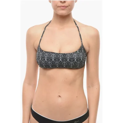 Halter Bikini Top with All-Over Iconic Print