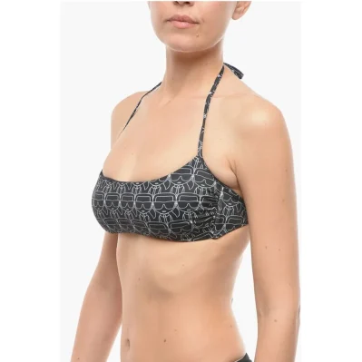 Halter Bikini Top with All-Over Iconic Print