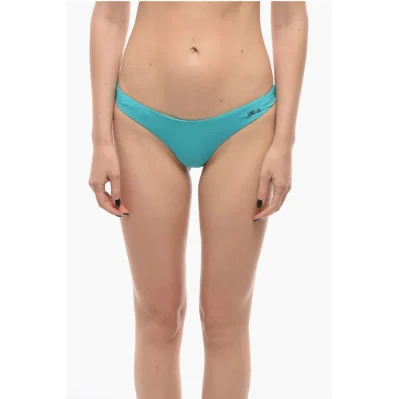 Solid Color Bikini Bottom With Silver Logo