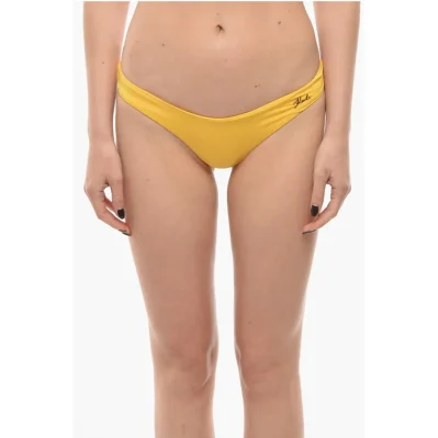 Solid Color Bikini Bottom with Metal Logo