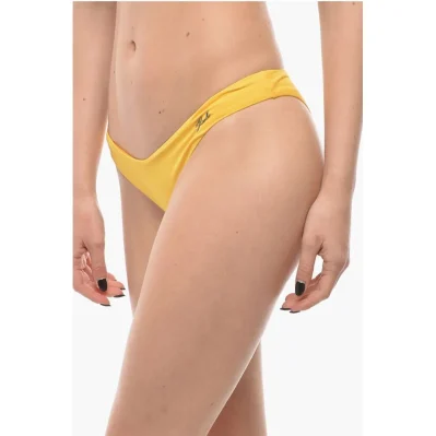 Solid Color Bikini Bottom with Metal Logo
