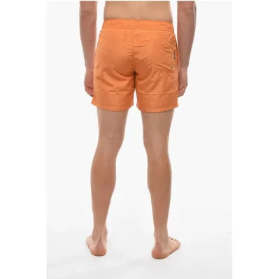 RUE ST-GUILLAME Solid Color Swim Shorts with 3 Pockets