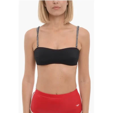 Bandeau Bikini Top with Striped Straps