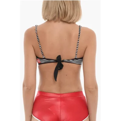 Bandeau Bikini Top with Striped Straps