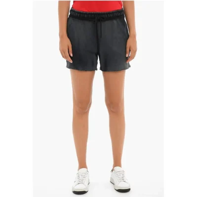 Brushed Cotton Shorts With Raw Cut Bottom