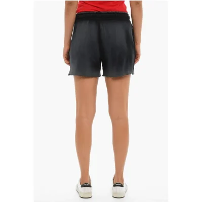 Brushed Cotton Shorts With Raw Cut Bottom