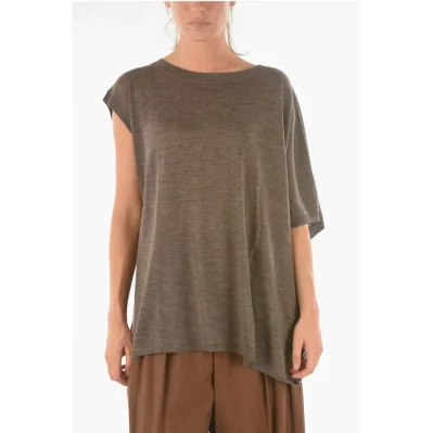 Asymmetical CURLIN Short-sleeve Sweater