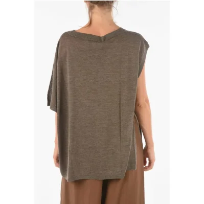Asymmetical CURLIN Short-sleeve Sweater