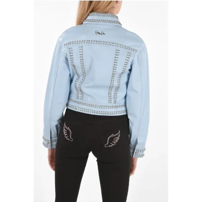 COUTURE Leather Bomber Jacket CRYSTAL embellished with studs