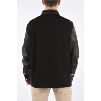 Leather Loose Fit Shirt with Snap Buttons