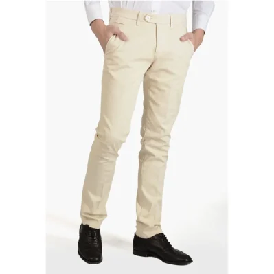 ID Cotton and Linen Regular Waist Chinos Pants