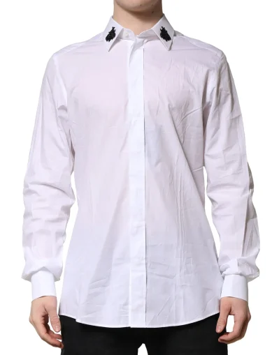 White Cotton GOLD Mens Dress Formal Shirt
