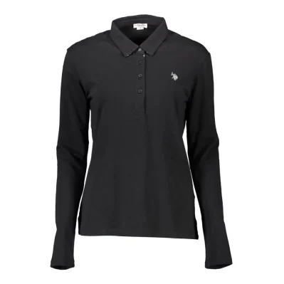 Black Cotton Women Polo Shirt