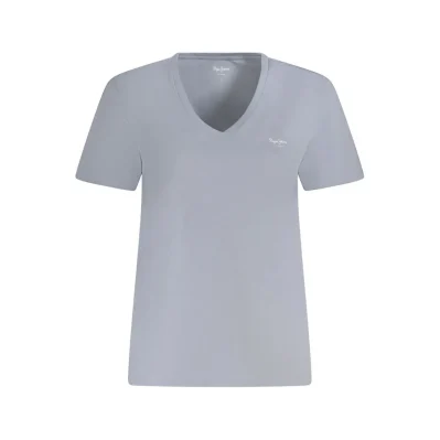 Light Blue Cotton Women T-Shirt