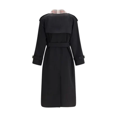 Castleford long Trench Coat with Check collar