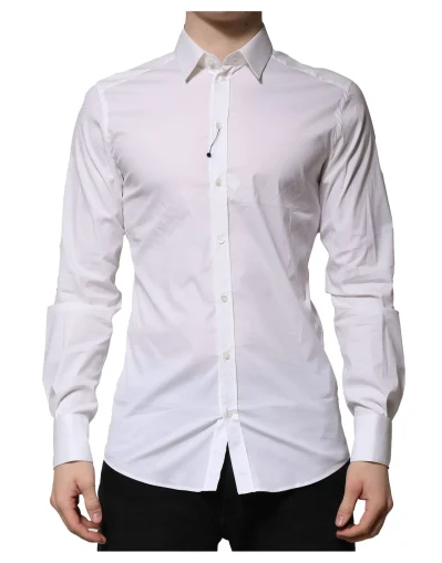 White Cotton GOLD Long Sleeves Formal Shirt