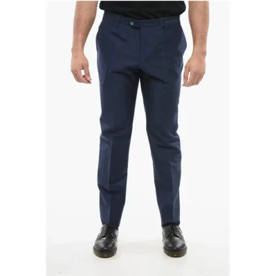 Blended Linen Bouclè Effect Pants with Four Pockets