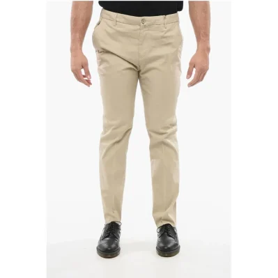 Textured Cotton Pants with Belt Loop