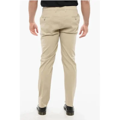 Textured Cotton Pants with Belt Loop