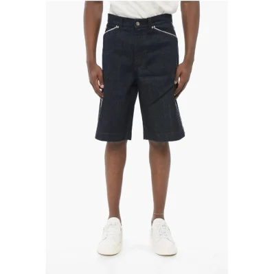 Dark Washed Denim Shorts with Contrasting Details